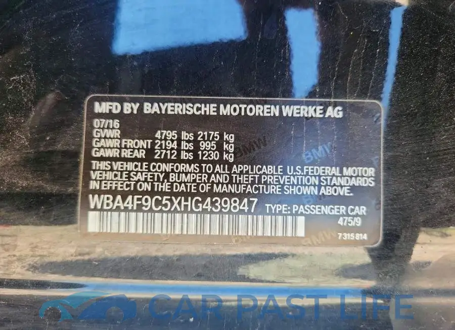 WBA4F9C5XHG439847# 12