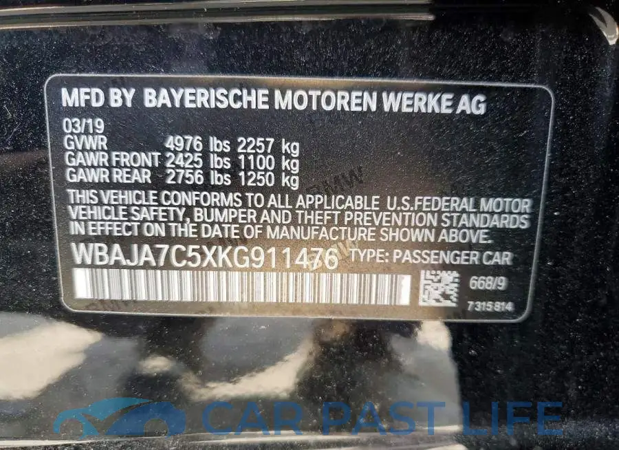 WBAJA7C5XKG911476# 12