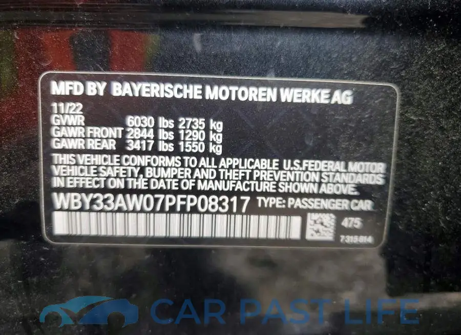 WBY33AW07PFP08317# 12