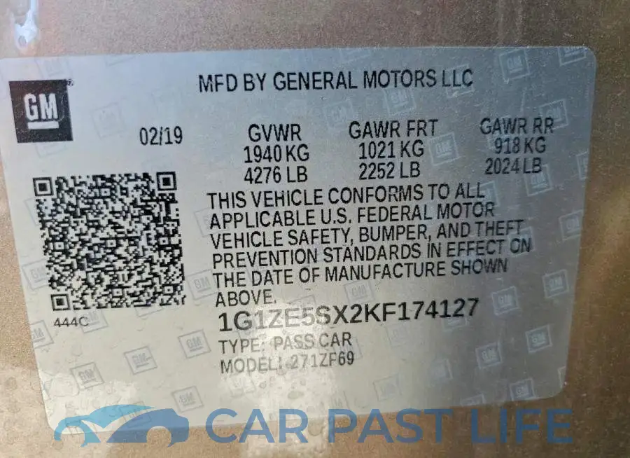 1G1ZE5SX2KF174127# 12