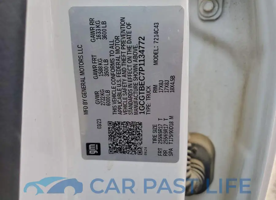 1GCGTBEC7P1134772# 12