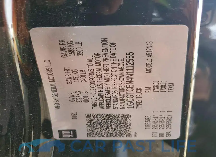1GCGTCEN4N1112555# 12