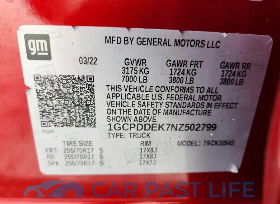 1GCPDDEK7NZ502799# 12