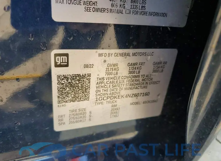 1GCPDKEK4NZ607160# 12