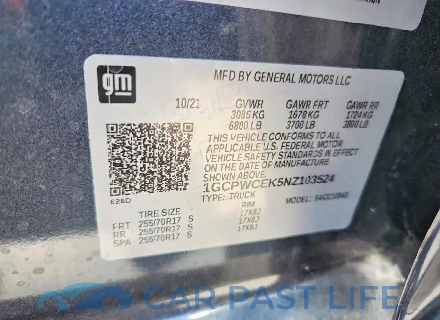 1GCPWCEK5NZ103524# 12