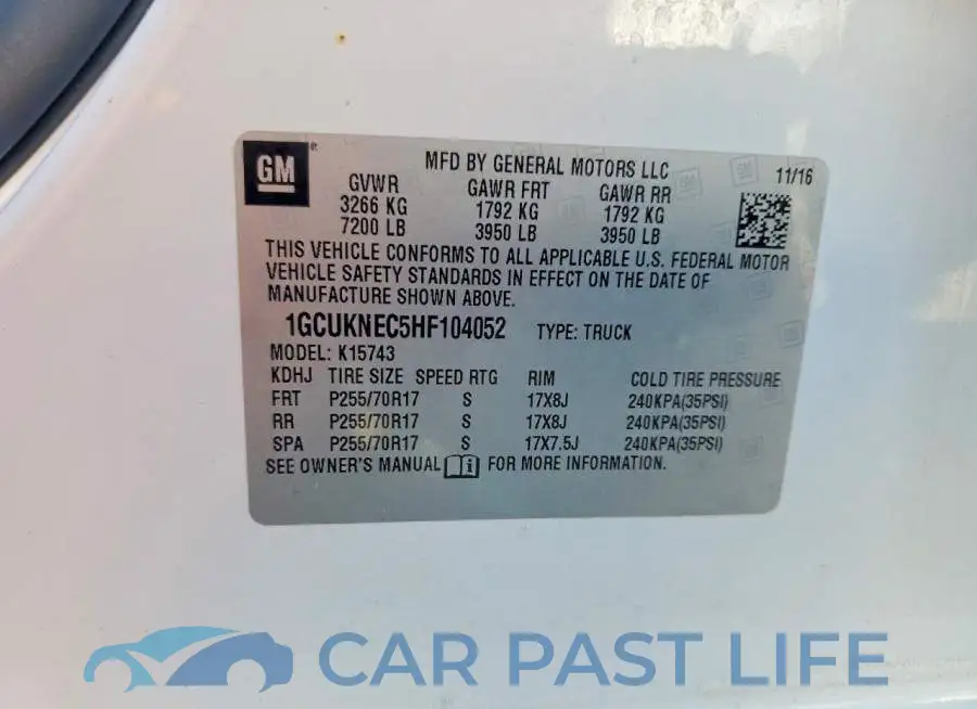 1GCUKNEC5HF104052# 12