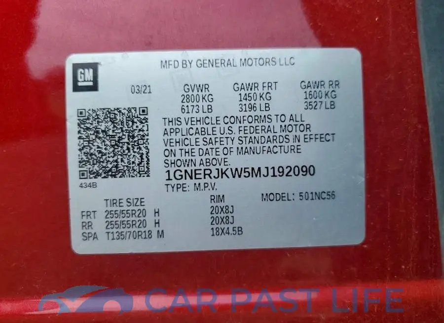 1GNERJKW5MJ192090# 13