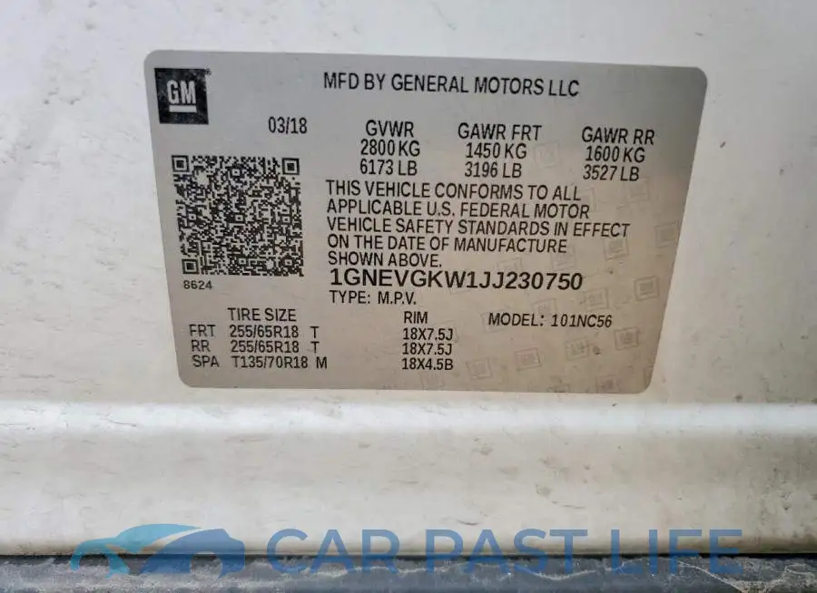 1GNEVGKW1JJ230750# 13