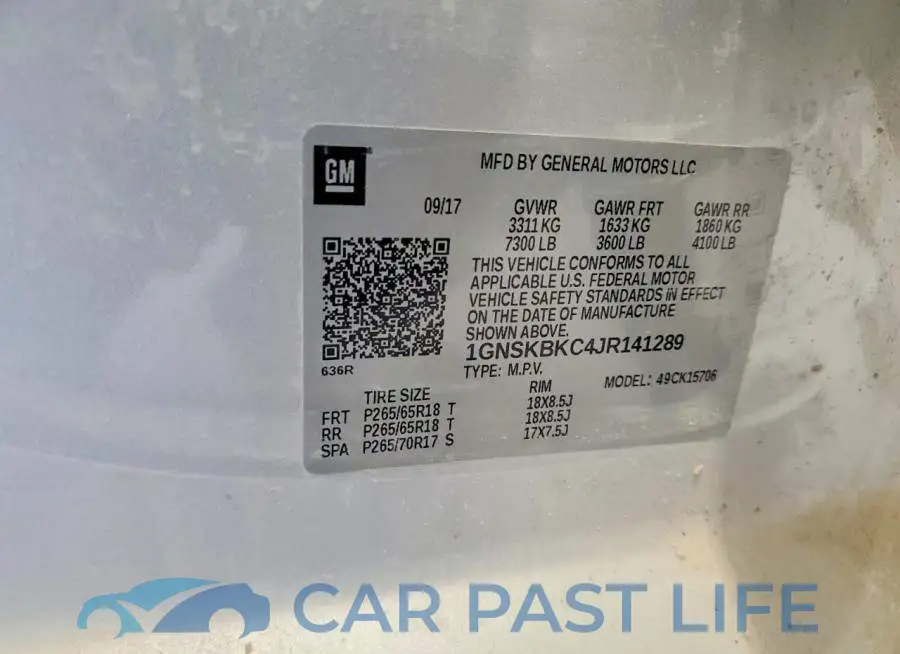 1GNSKBKC4JR141289# 13