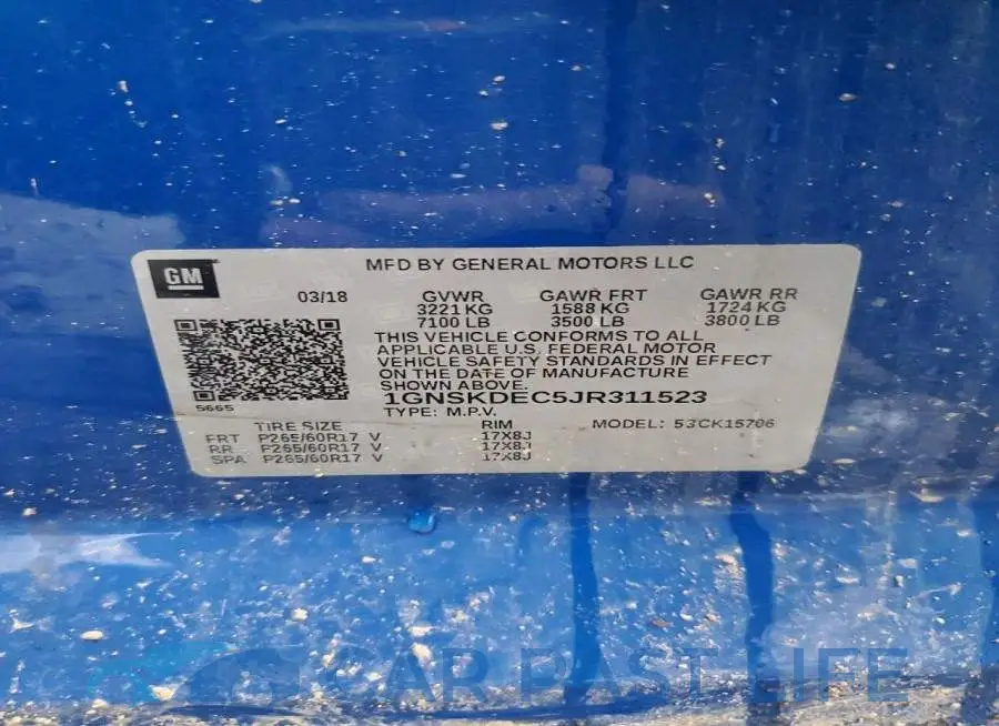 1GNSKDEC5JR311523# 13