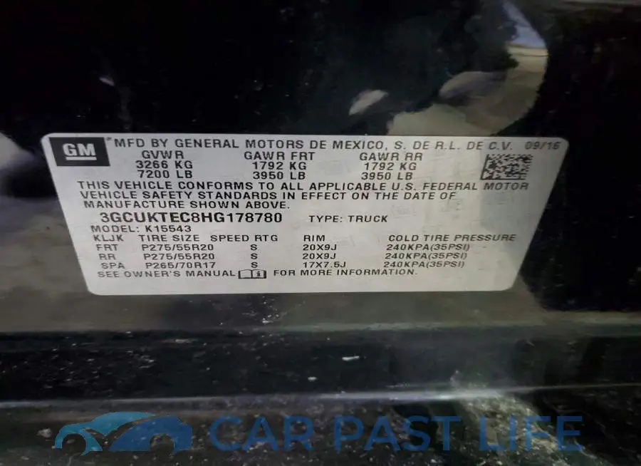 3GCUKTEC8HG178780# 12