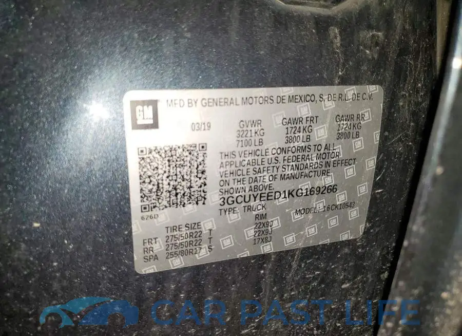 3GCUYEED1KG169266# 12