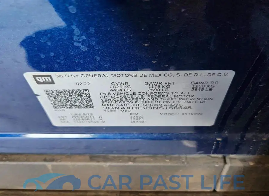 3GNAXHEV9NS156645# 13