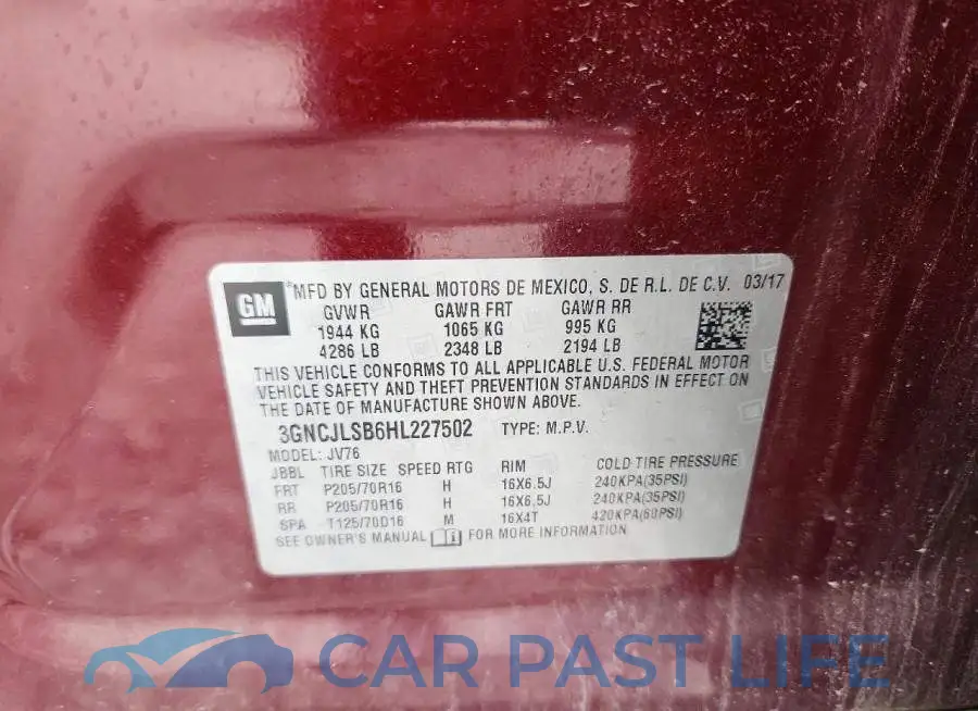 3GNCJLSB6HL227502# 12