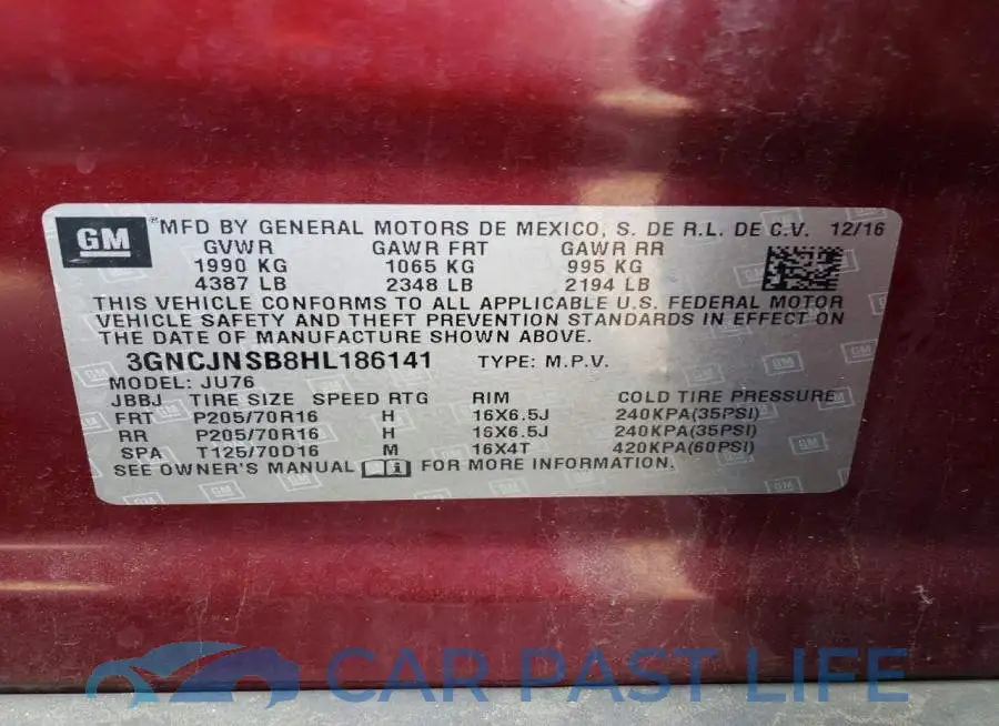 3GNCJNSB8HL186141# 12