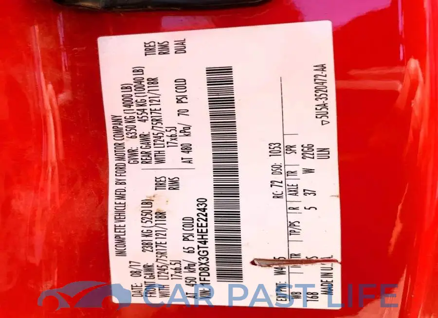 1FD8X3GT4HEE22430# 12