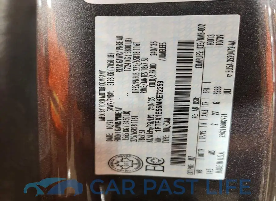 1FTFX1E56MKE72259# 12