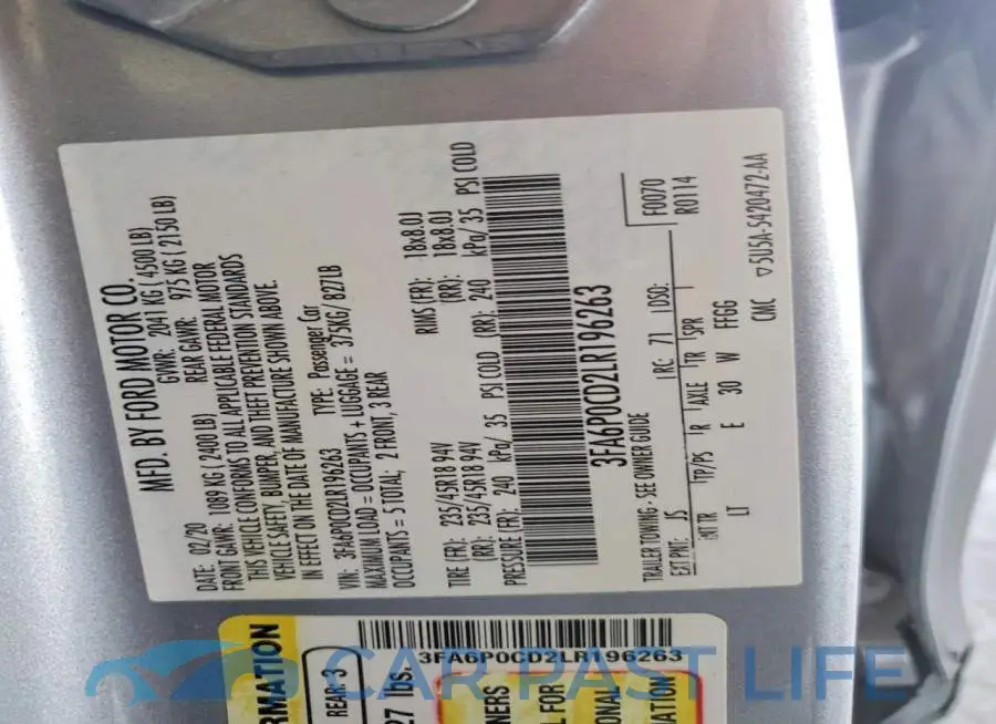 3FA6P0CD2LR196263# 12