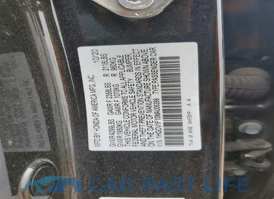 1HGCV1F10MA006399# 12
