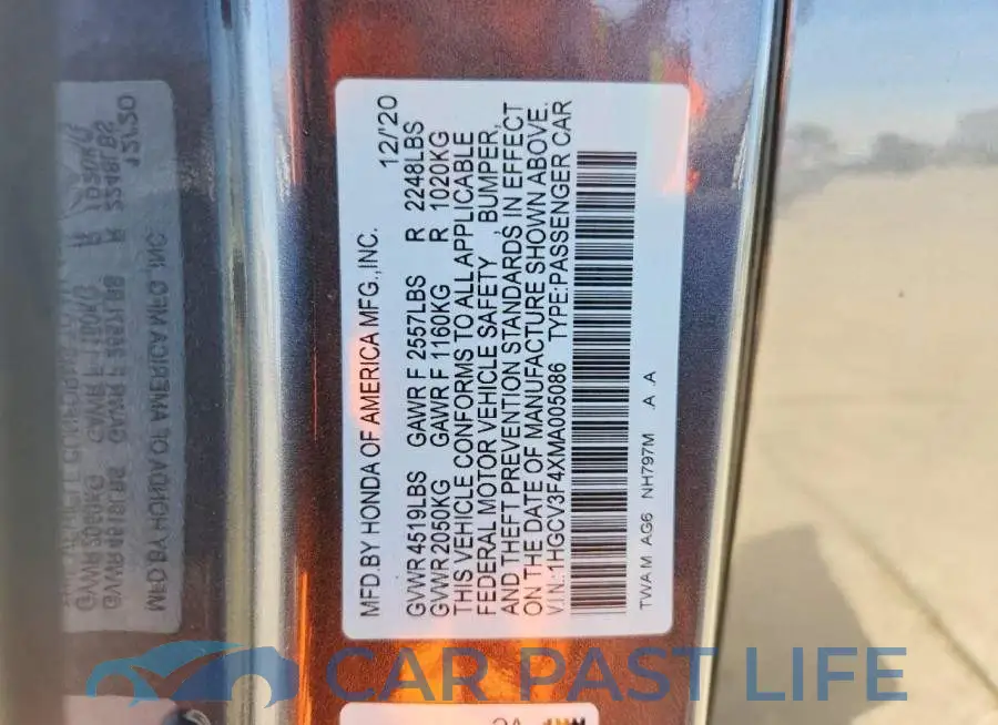 1HGCV3F4XMA005086# 12