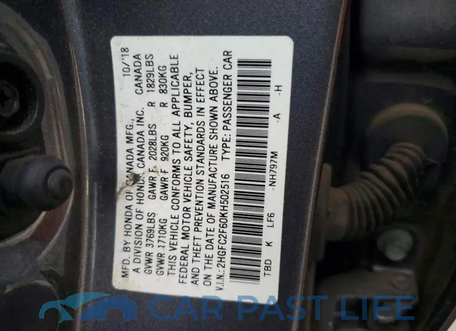 2HGFC2F60KH502516# 12