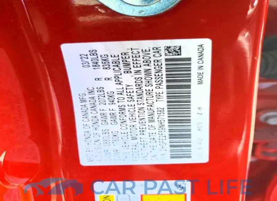 2HGFE2F59NH571582# 12