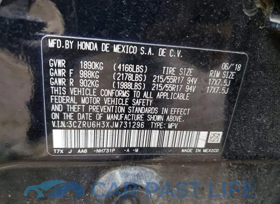 3CZRU6H3XJM731296# 12