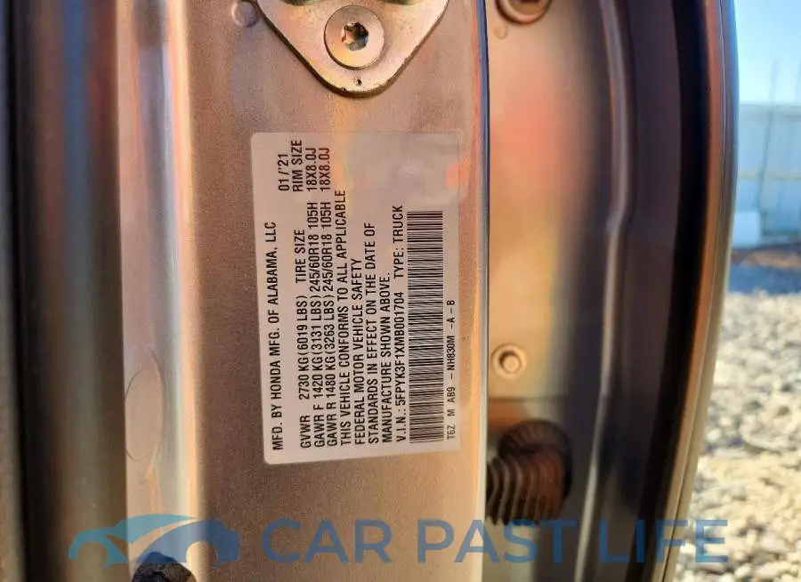 5FPYK3F1XMB001704# 12