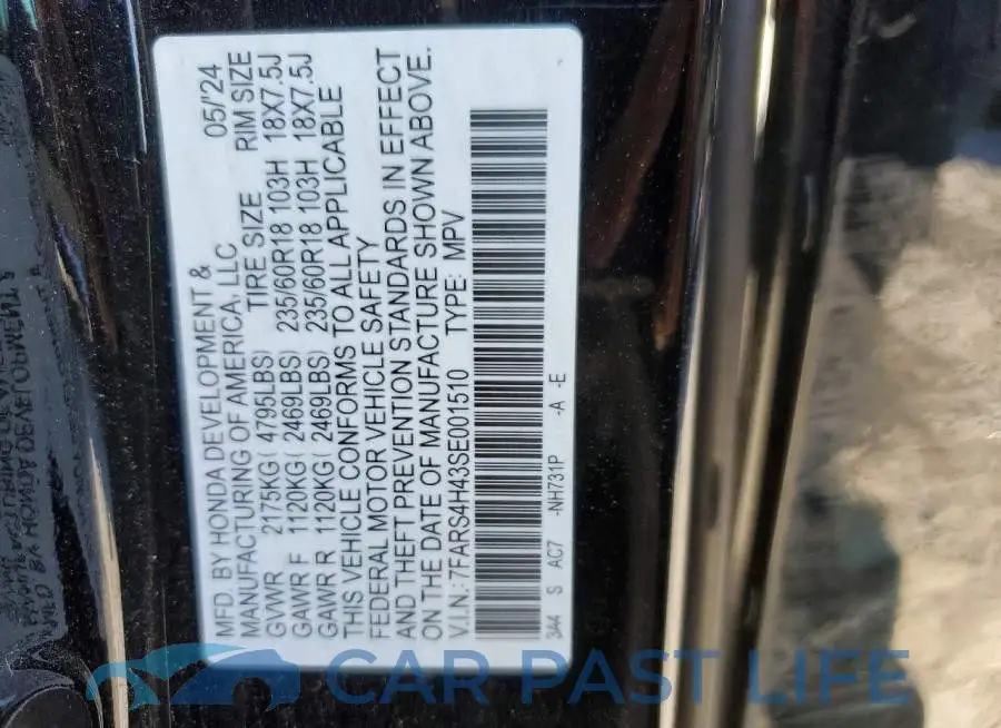7FARS4H43SE001510# 14
