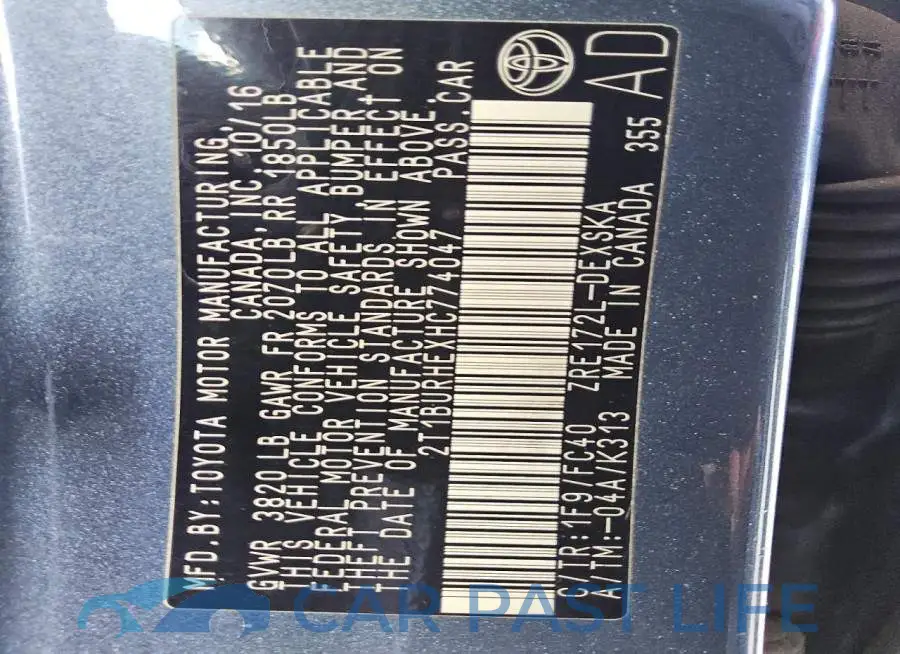 2T1BURHEXHC774047# 12