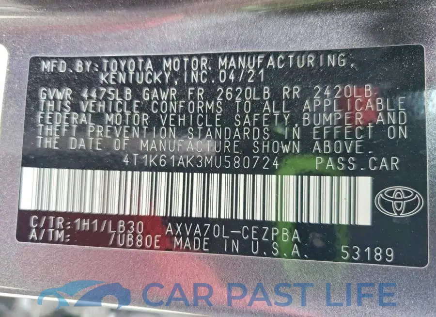 4T1K61AK3MU580724# 13