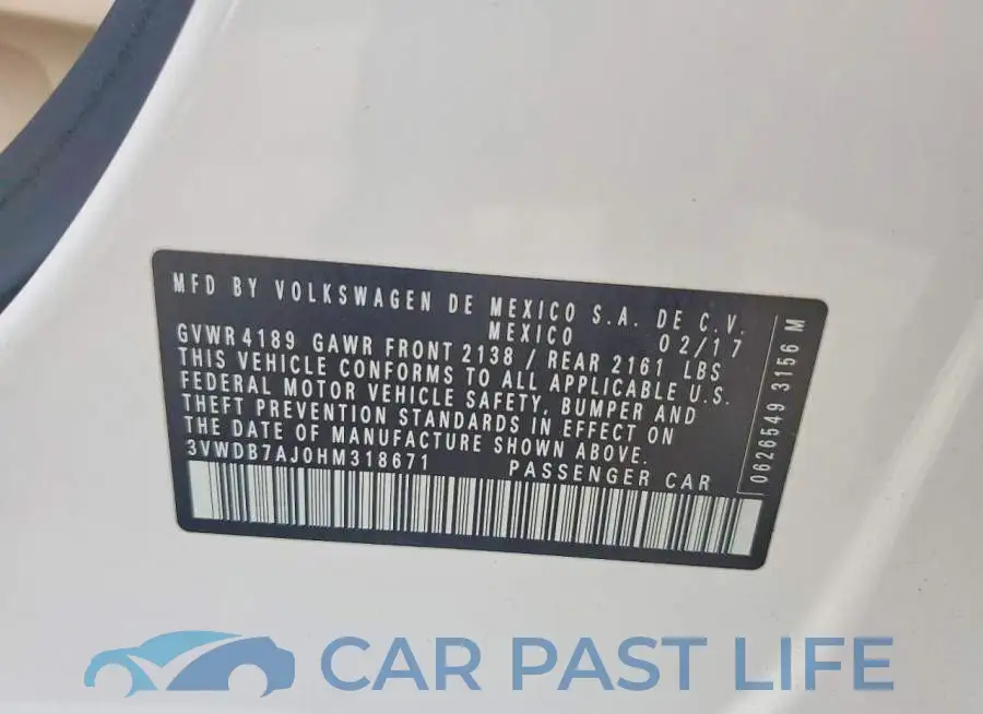 3VWDB7AJ0HM318671# 12