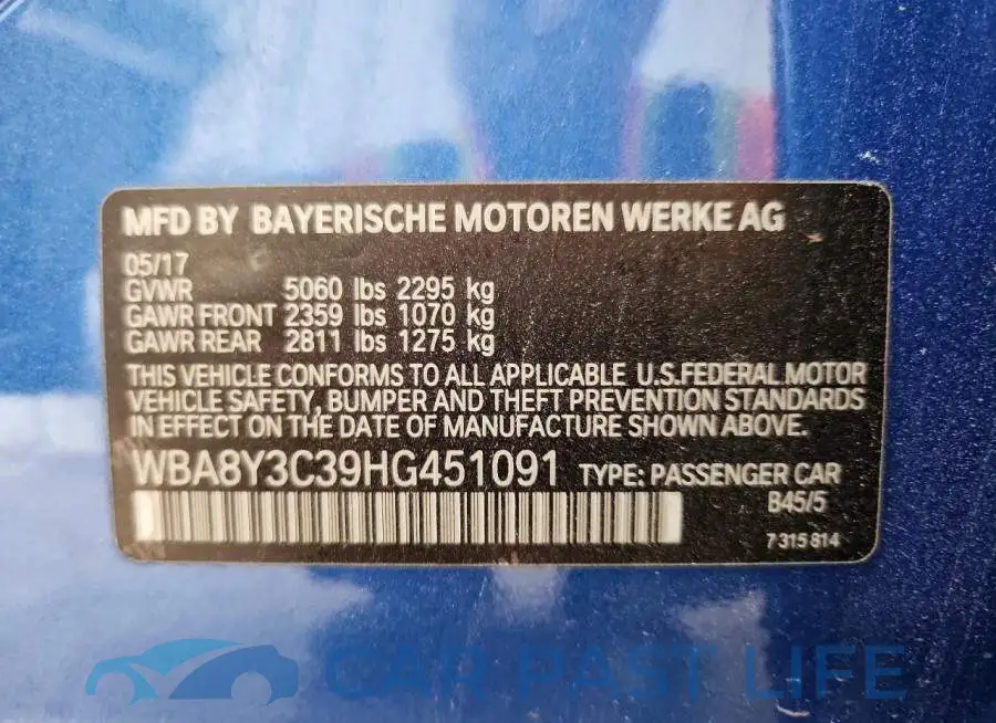 WBA8Y3C39HG451091# 13