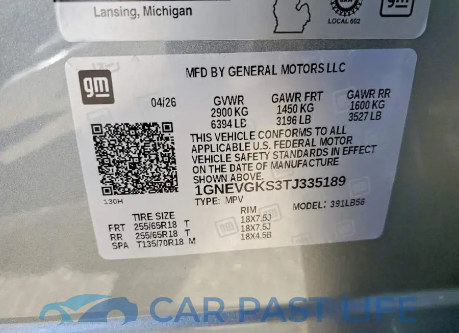 1GNEVGKS3TJ335189# 13