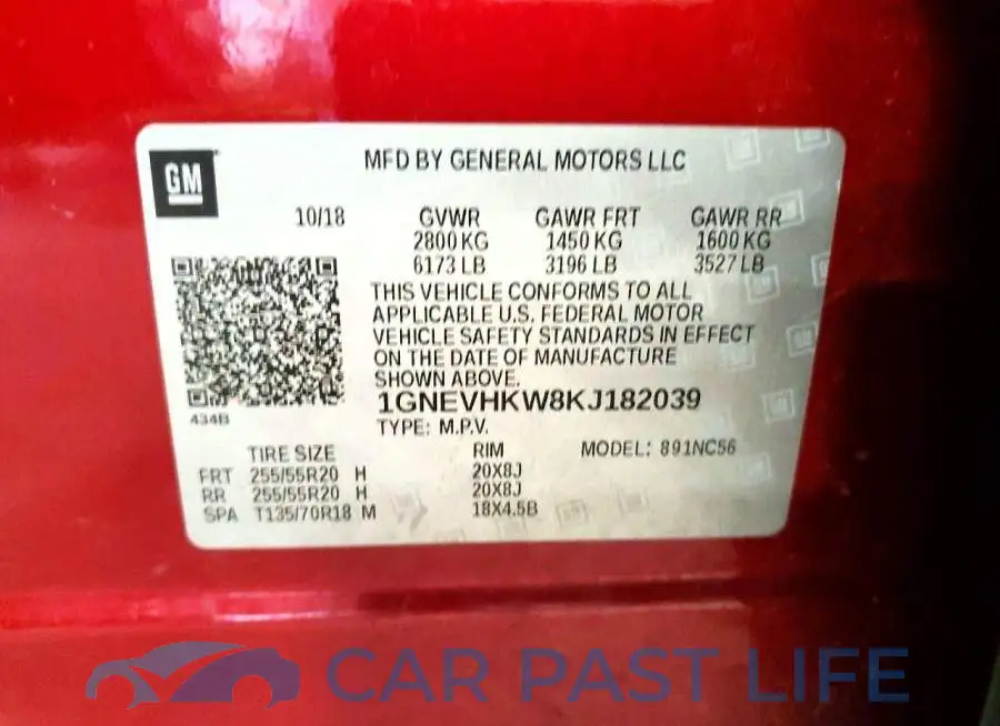 1GNEVHKW8KJ182039# 13