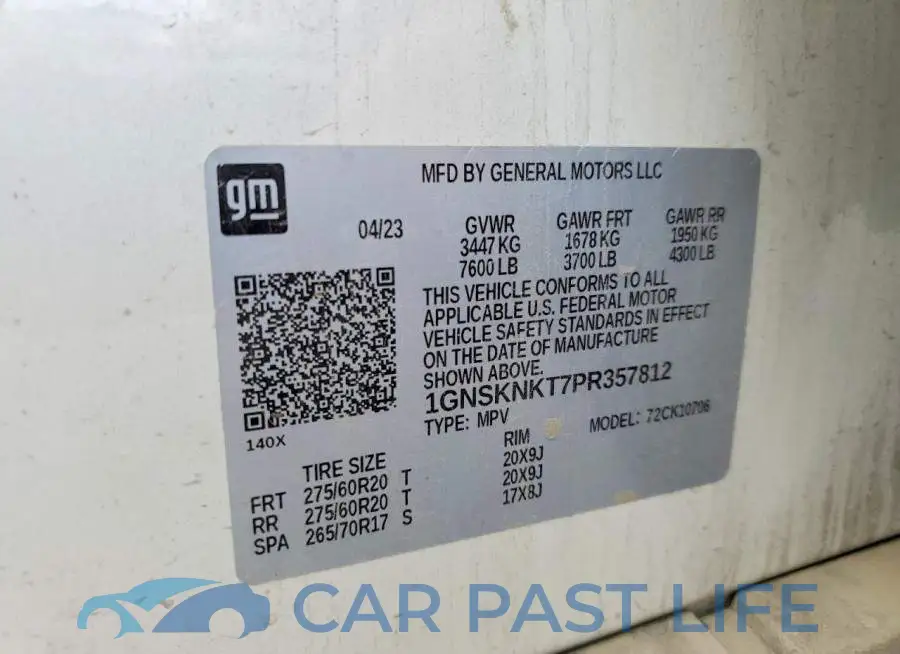 1GNSKNKT7PR357812# 12