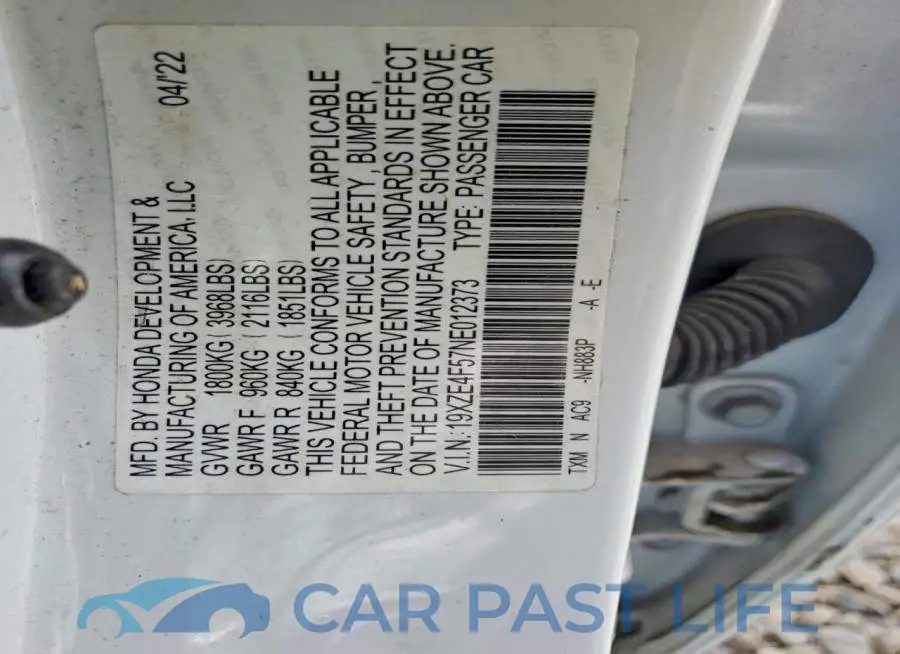 19XZE4F57NE012373# 13