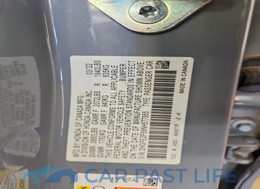 2HGFE2F58NH577955# 12