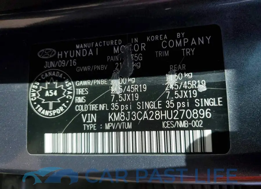 KM8J3CA28HU270896# 13