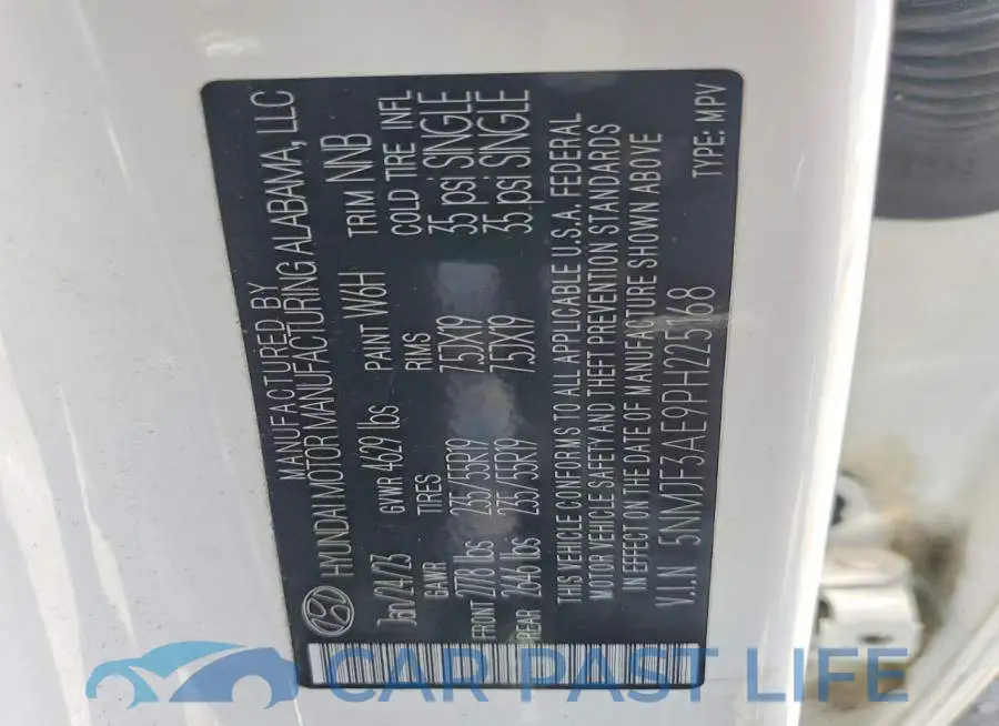 5NMJF3AE9PH225168# 13