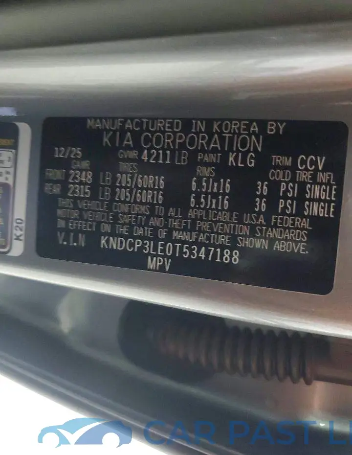 KNDCP3LE0T5347188# 13