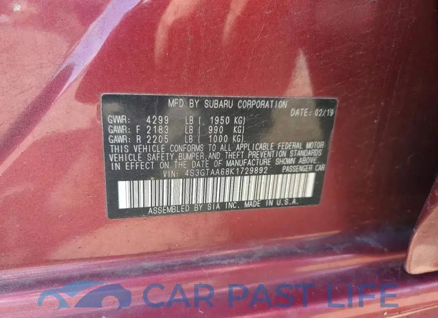 4S3GTAA68K1729892# 12