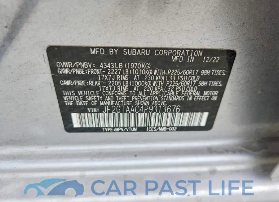JF2GTAAC4P9313676# 12