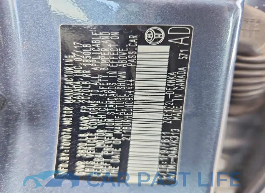 2T1BURHE0HC954444# 12