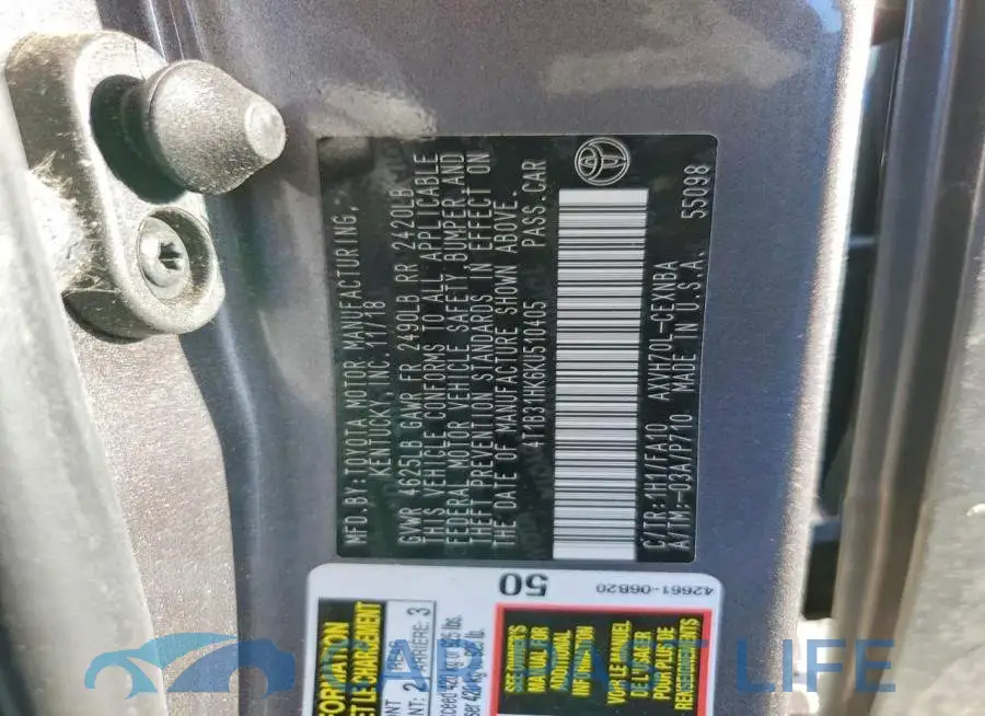 4T1B31HK6KU510405# 13
