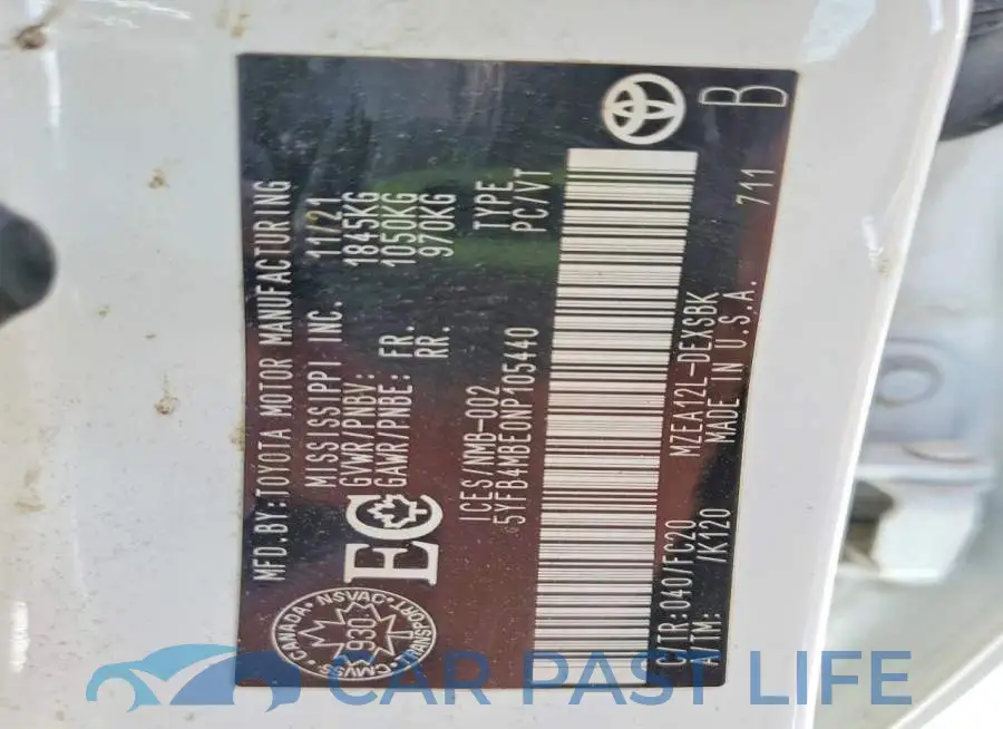5YFB4MBE0NP105440# 12