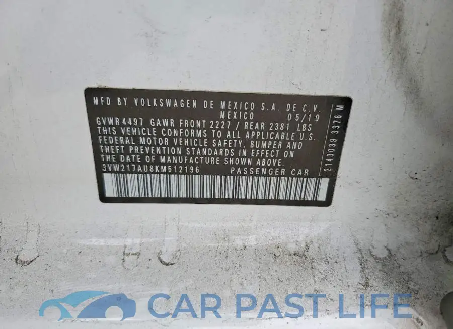 3VW217AU8KM512196# 12