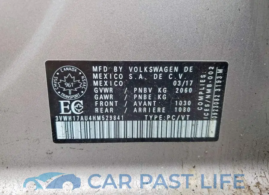 3VWH17AU4HM529841# 13