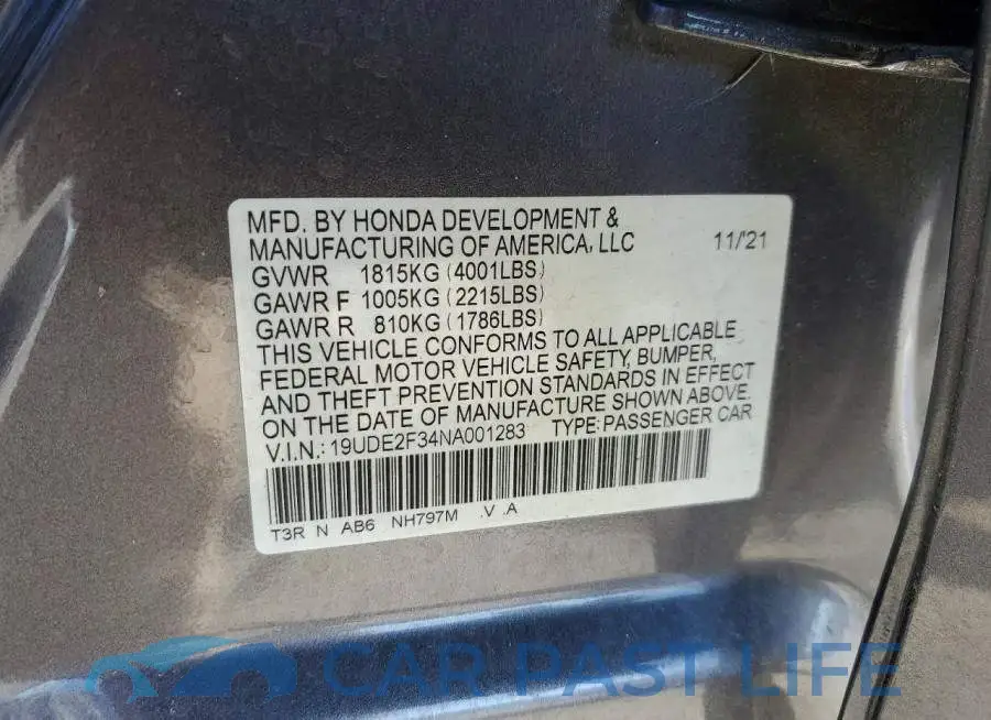 19UDE2F34NA001283# 12
