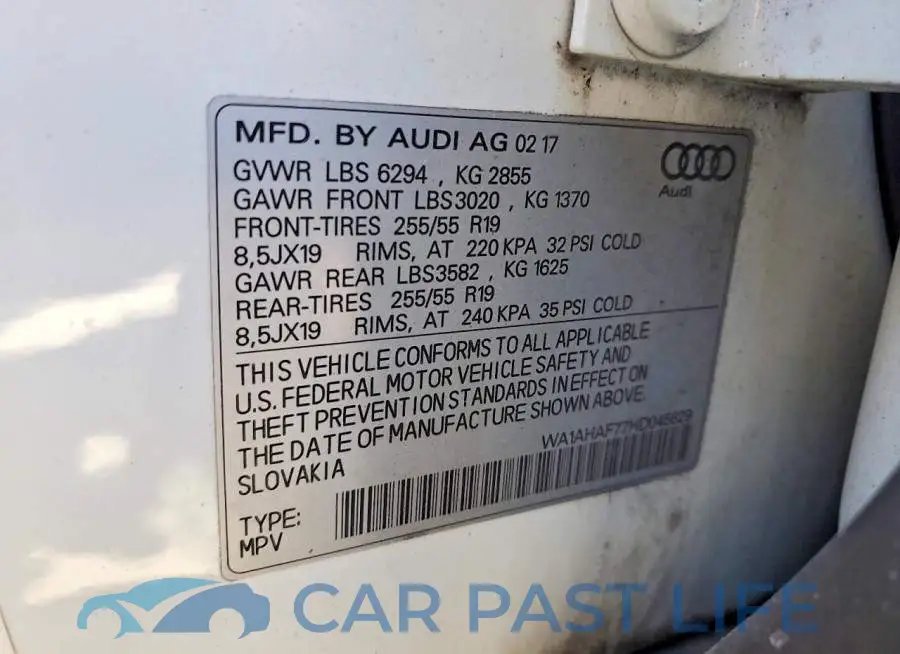WA1AHAF77HD045829# 13